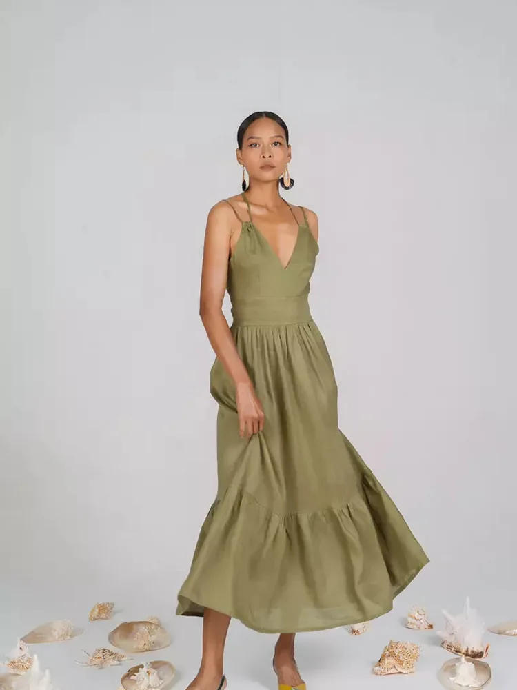 Is the Lady Deep V Collum Long Casual Linteum Dress Sumens Fashion World by Storm?
