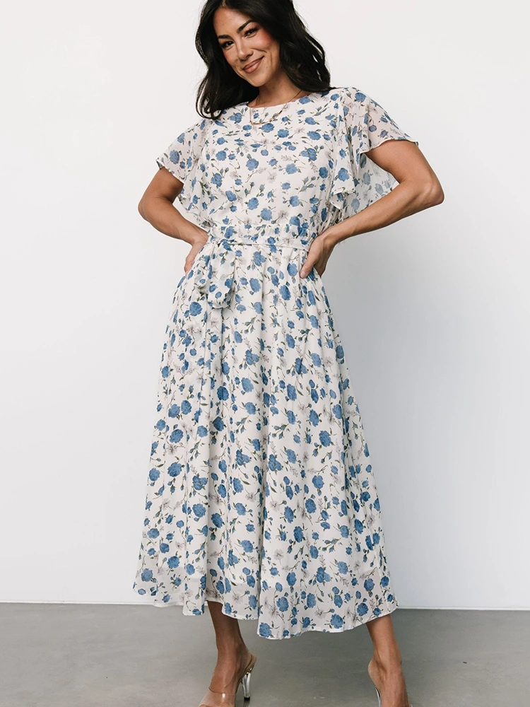 Floralis Print Midi A-line Dress