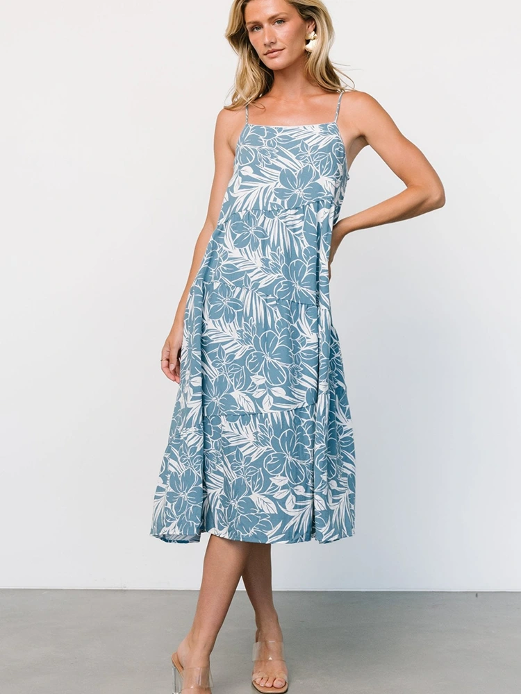 Floralis Print Midi sine manicis Slip Dress