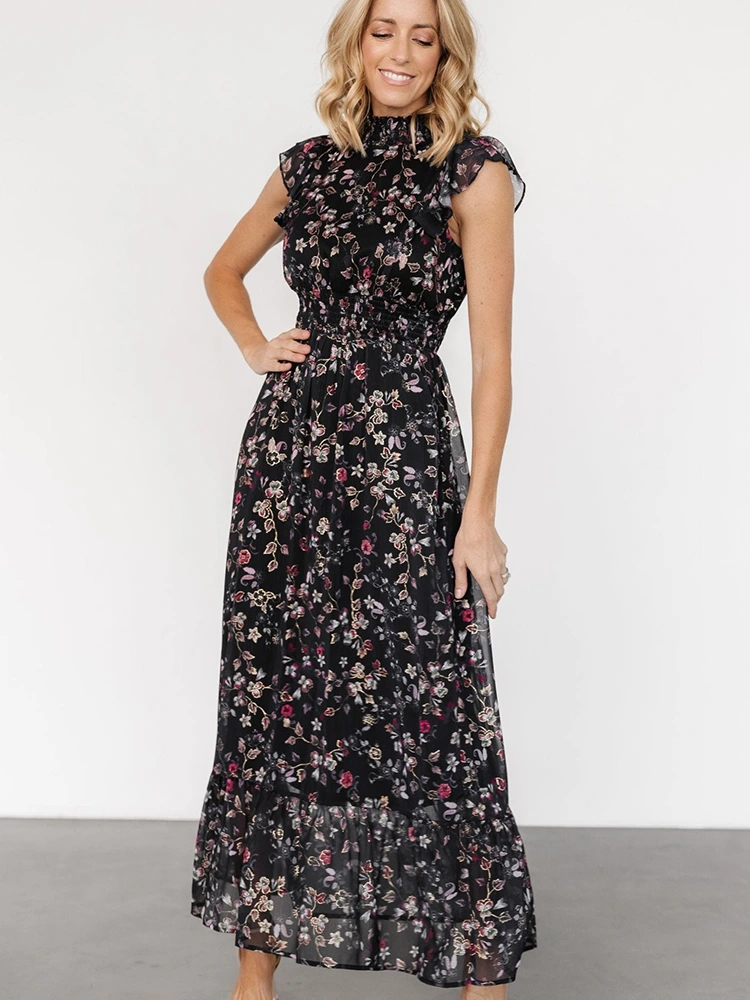Floralia Print Ruffle Long Dress
