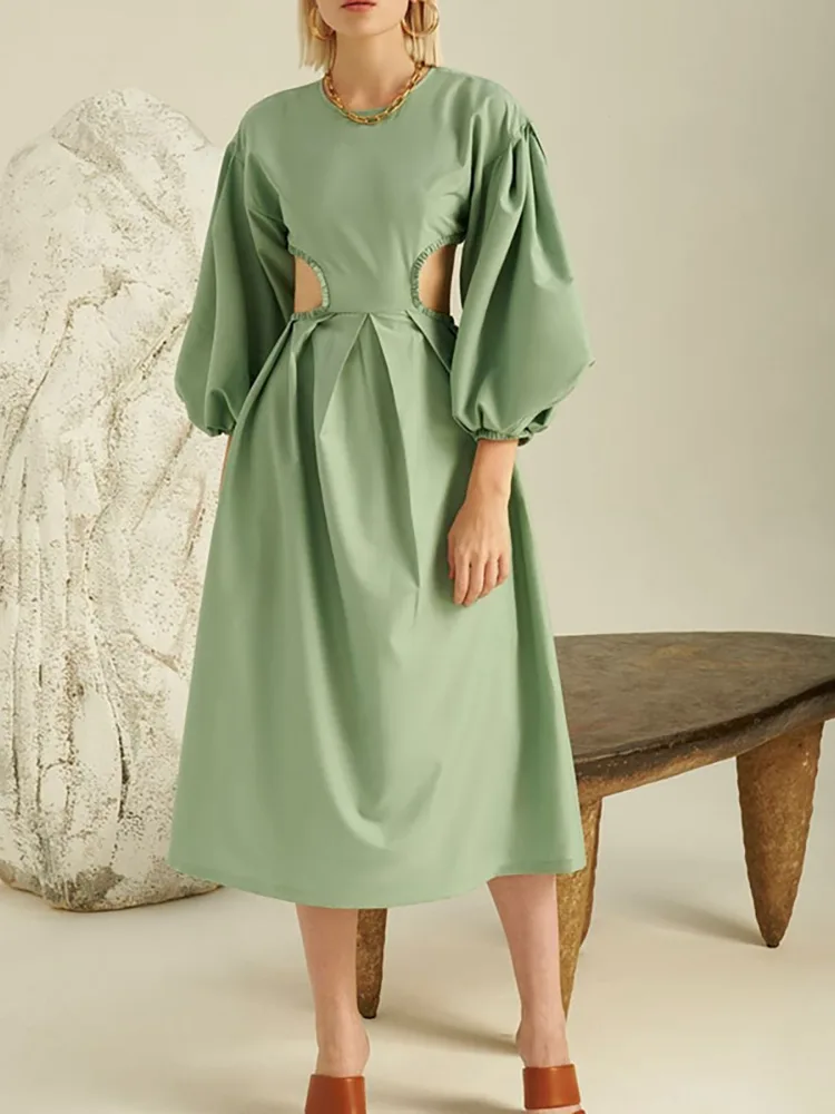 Domina Maxi-Sleeve Elegans Linteum Dress