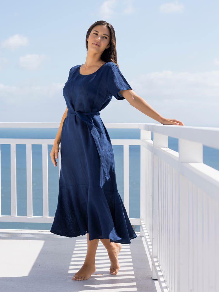 Legant Vintage 100% Linteum Midi Dress