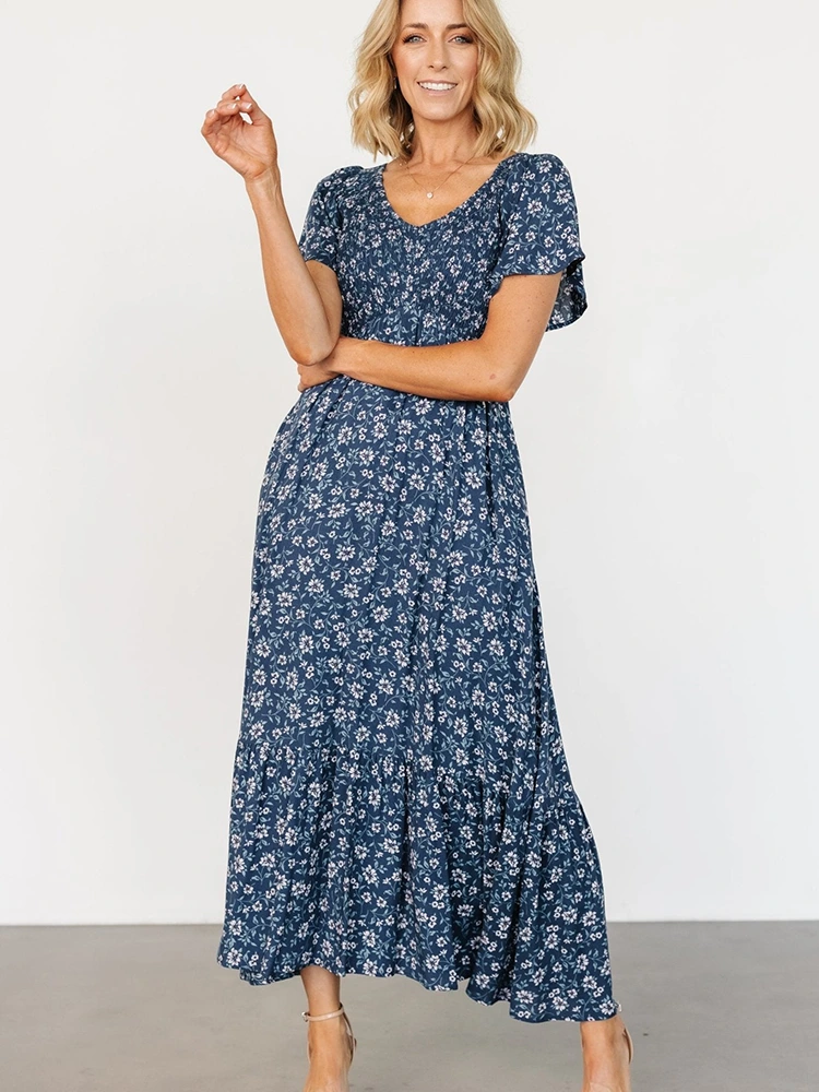 Aestas Floralis Print Midi Dress