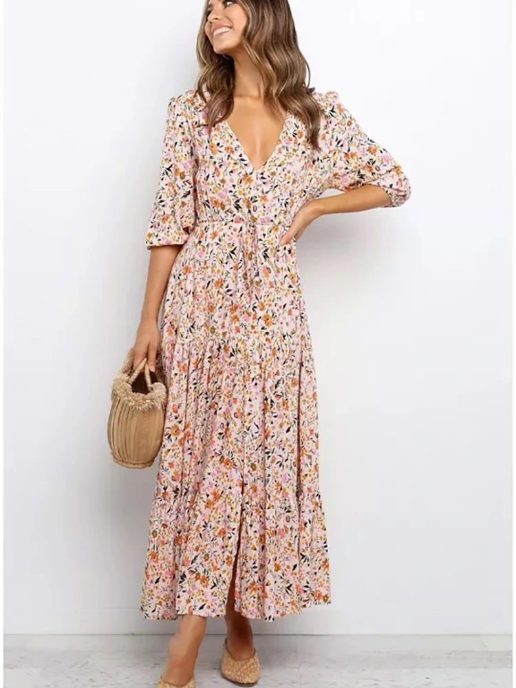 Aestas Typis V-Colli Long Dress