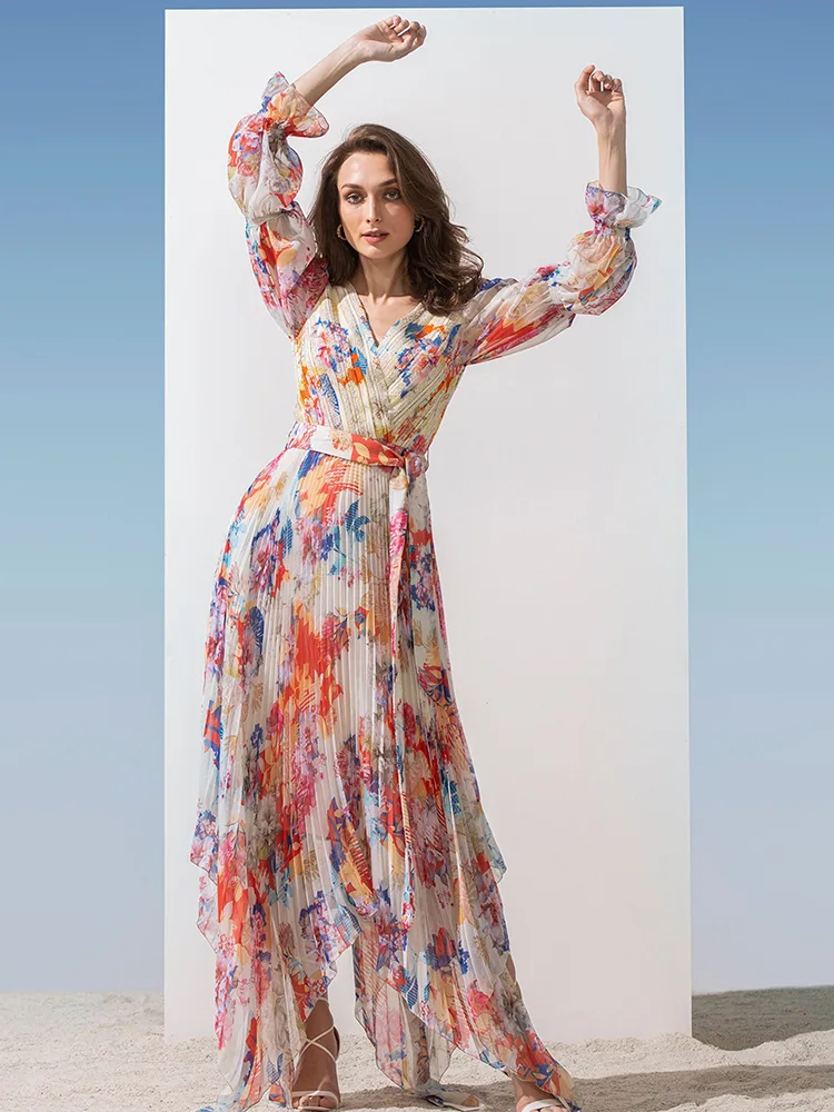 Mulieres elegantes Casual Long Chiffon Dress
